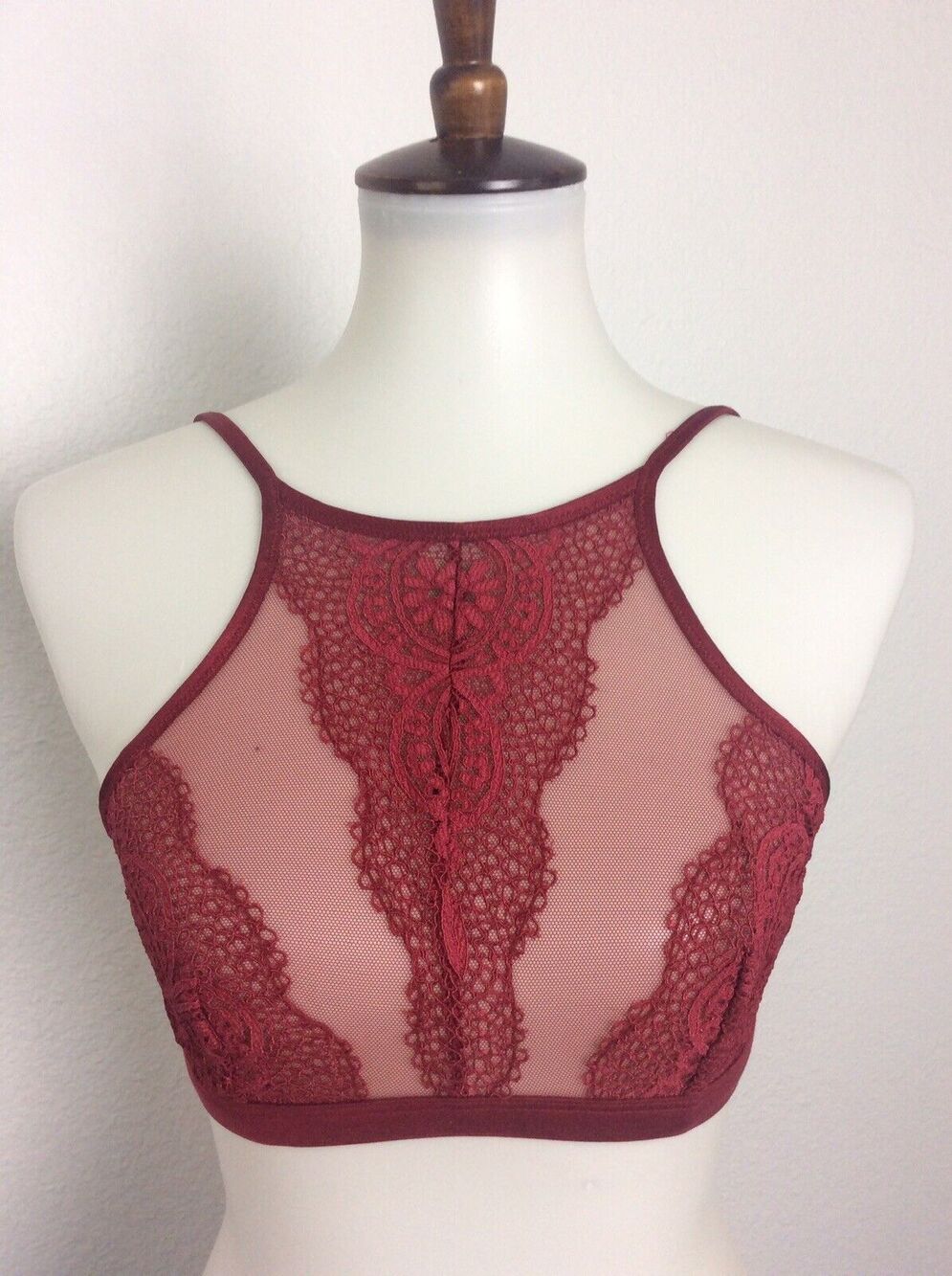 Victoria's Secret Lingerie Bralette Floral Lace Crochet Semi Sheer